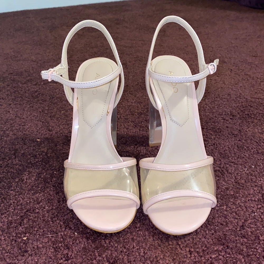 Nude clear heels